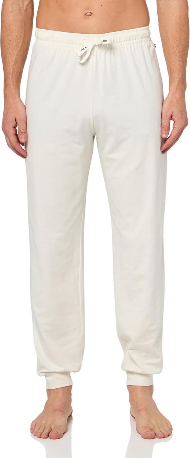 

BOSS мужские пижамные брюки с манжетами и свободным кроем, Off-White