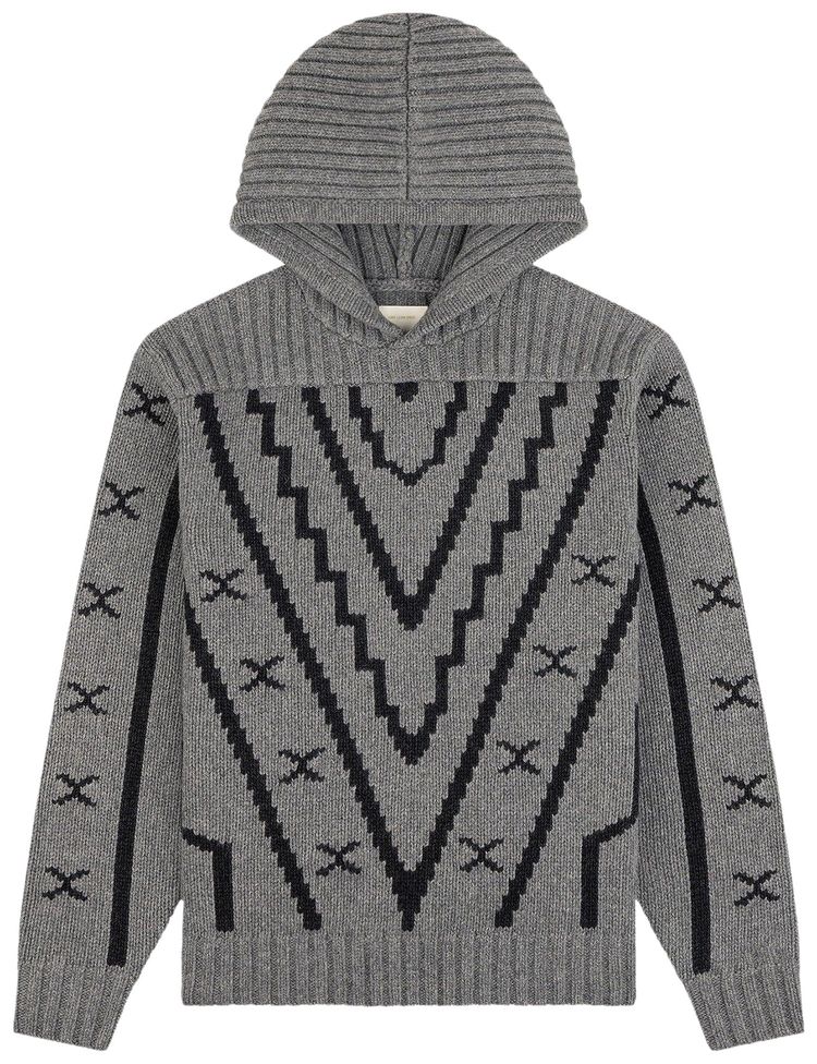 

Толстовка с капюшоном скандинавской вязки Aimé Leon Dore, серый