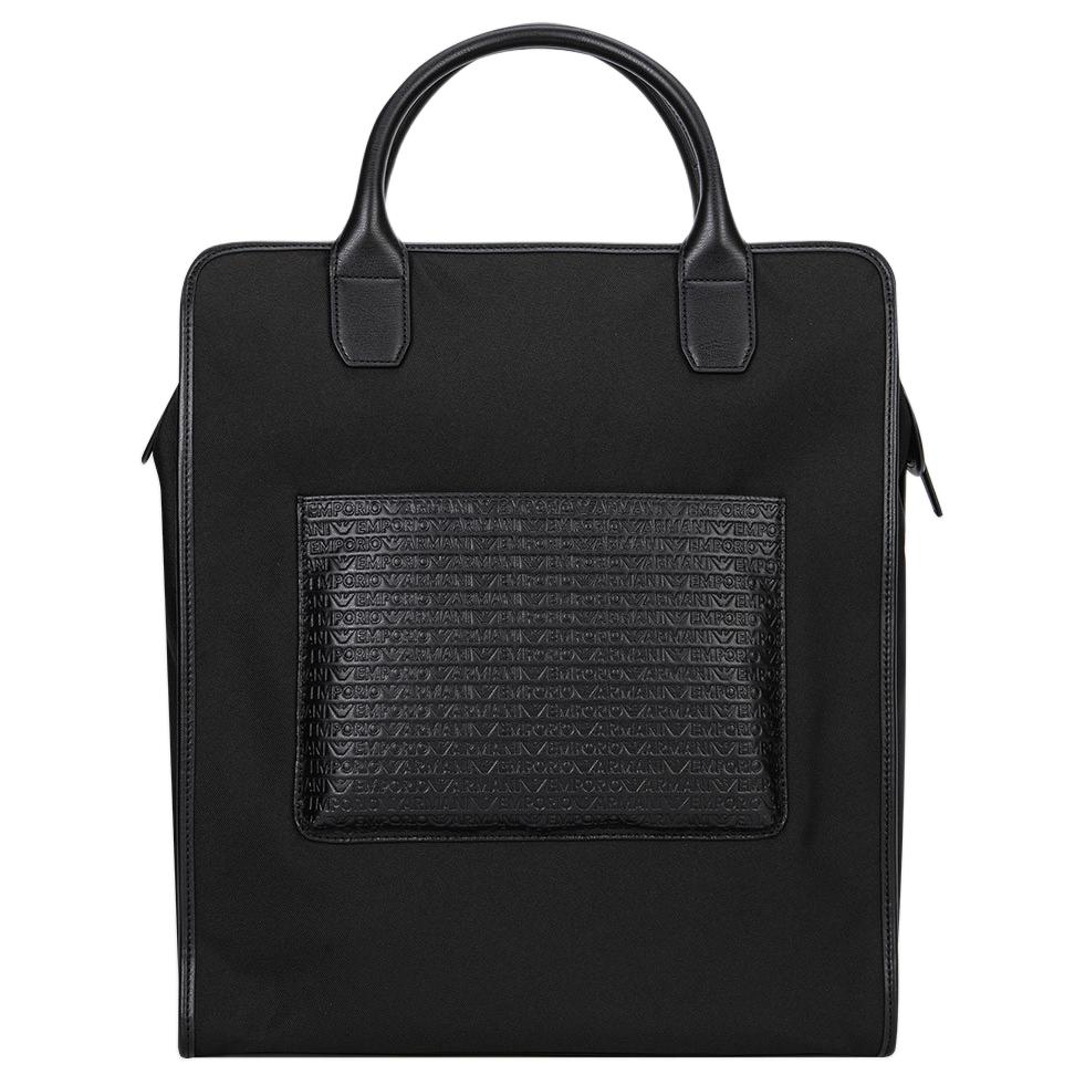 

EMPORIO ARMANI Мужской тканевый рюкзак через плечо, черный