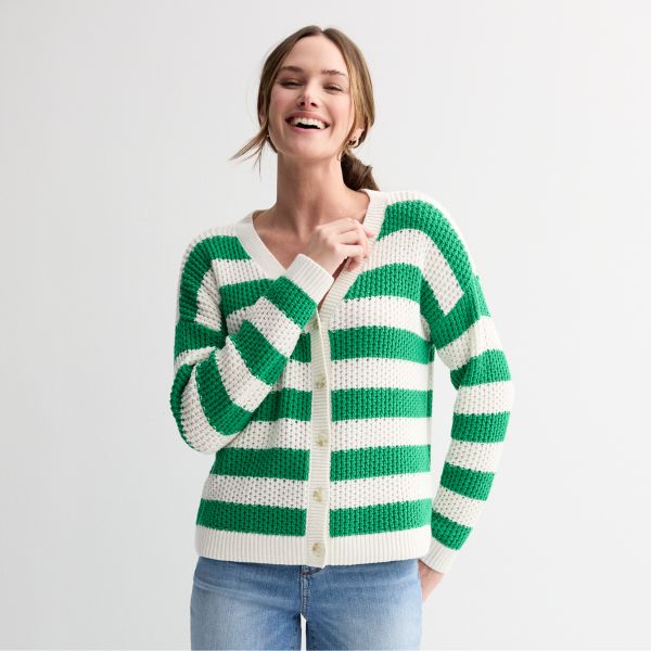 

Укороченный кардиган на пуговицах Sonoma Goods For Life, цвет bold green stripe