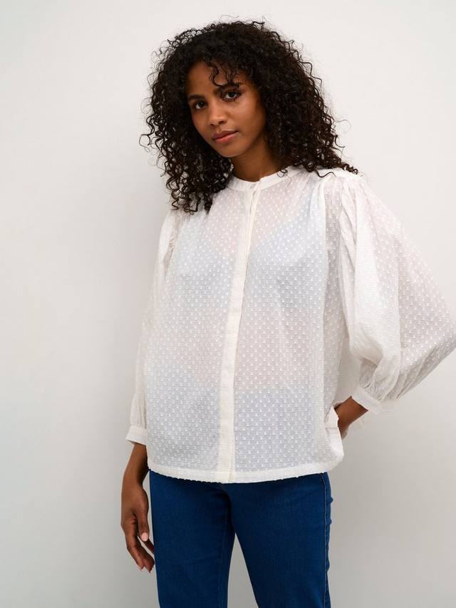 

Топ с воздушным рукавом roca 3/4 KAFFE, цвет Chalk