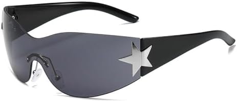 

Модные солнцезащитные очки 2027 года для женщин и мужчин: стильные солнцезащитные очки-щитки, очки с обтекаемой формой, большие модные солнцезащитные очки без оправы MTZJH, Black