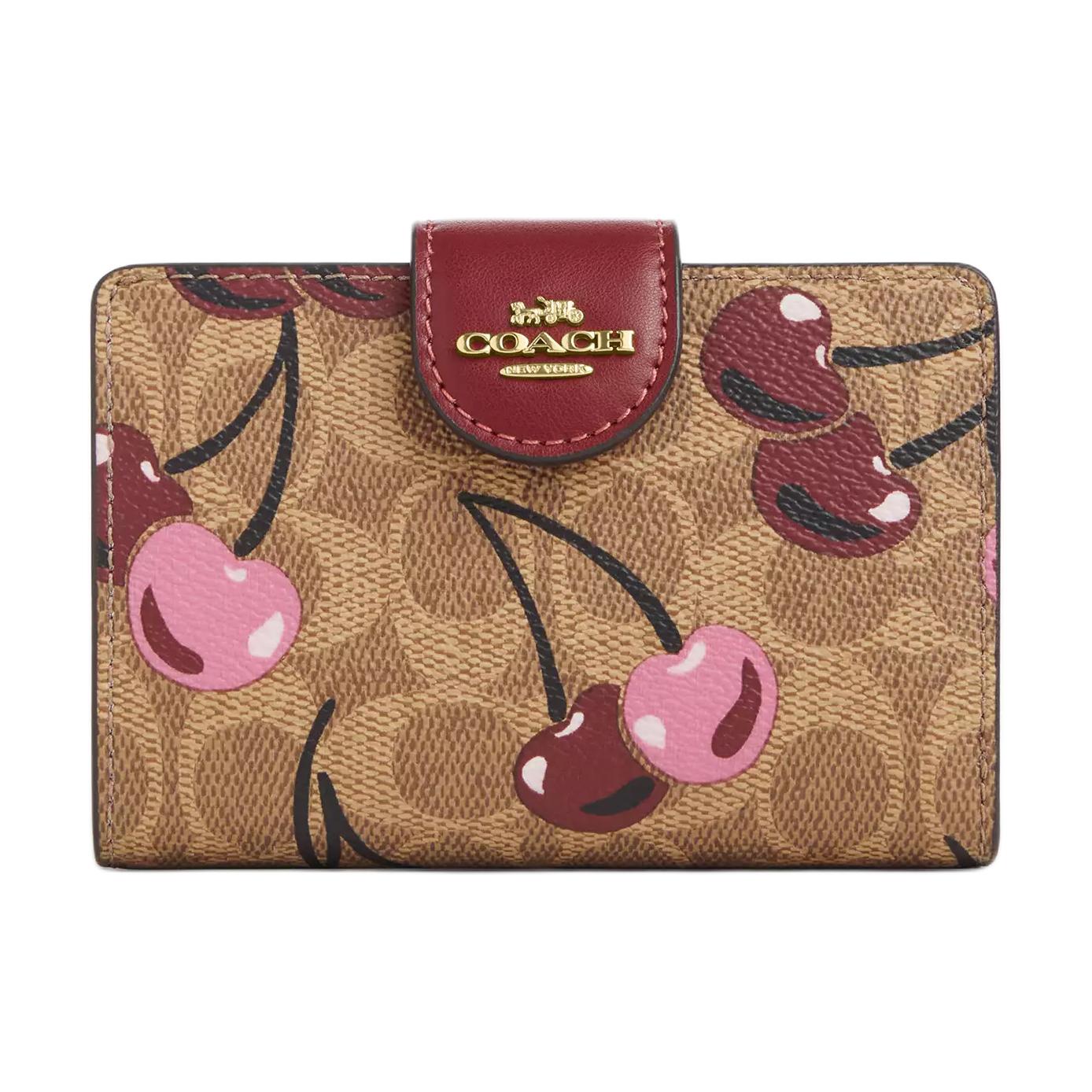 

COACH Миниатюрный кожаный женский кошелёк светло-коричневый разноцветный