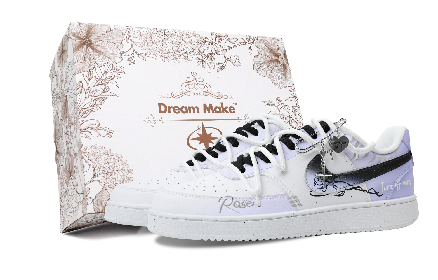 

Nike Кроссовки Court Vision 1 мужские низкие черно-бело-фиолетовые, цвет Black White Purple