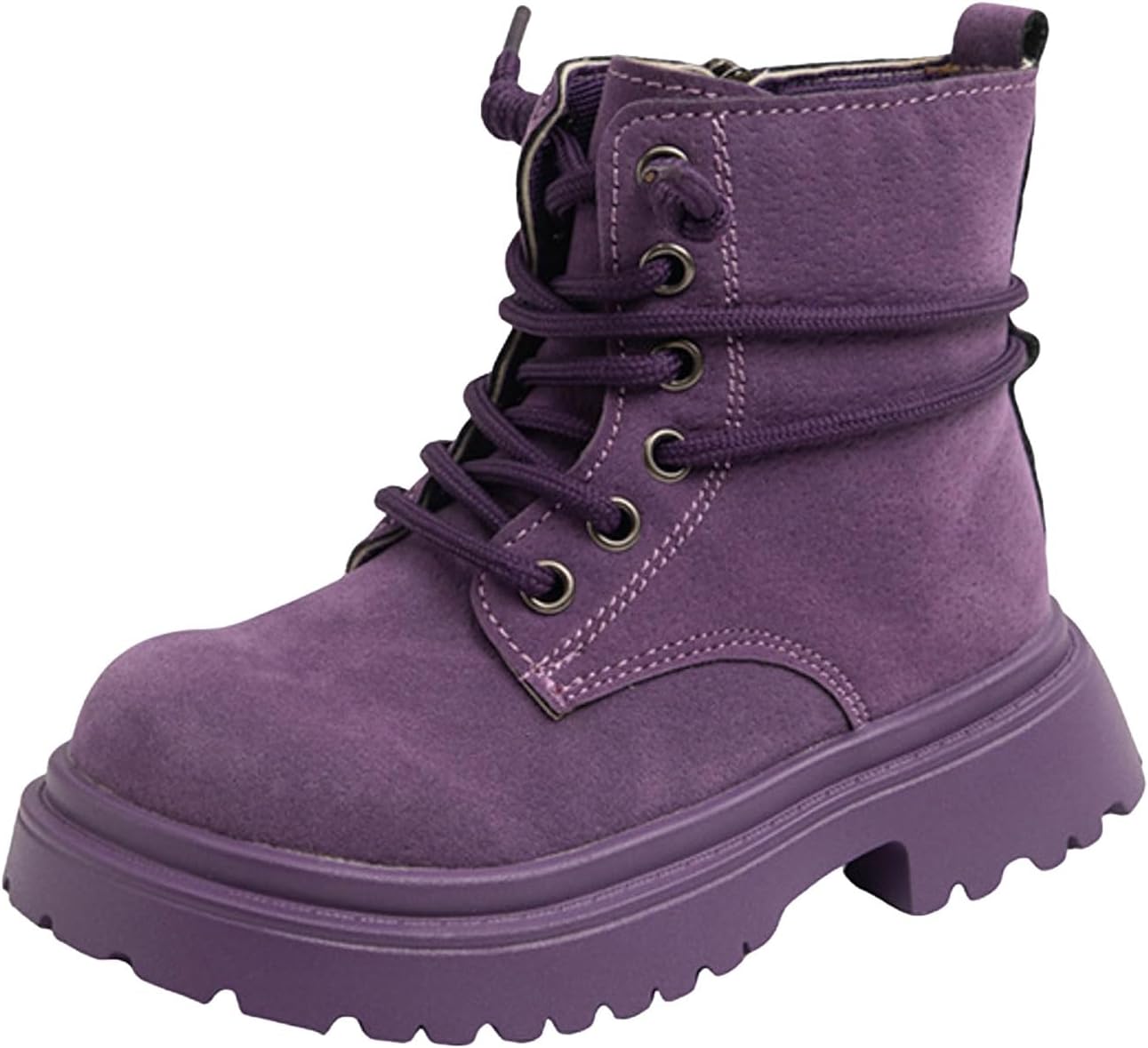 

Короткие ботинки для верховой езды IWIHMIV с шнуровкой, боковой молнией, противоскользящей подошвой, толстым подошвенным слоем и ботильонами для улицы, Purple