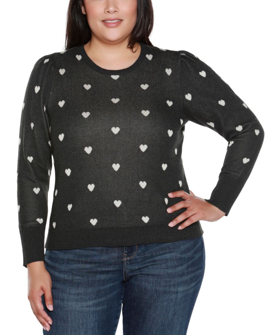 

Свитер больших размеров с маленькими сердечками Belldini, Heather Charcoal, Cream