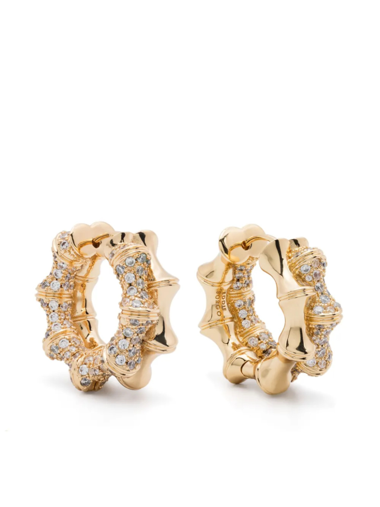 

Серьги Eddie Borgo DOUBLE PAVE BAMBU HOOPS, золотой
