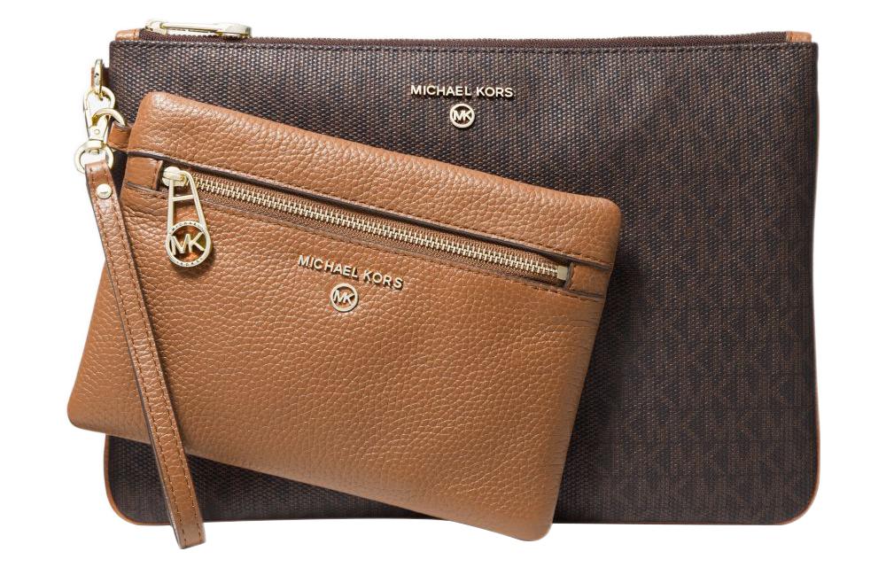 

MICHAEL KORS Сумка-туба из хлопка Slater с покрытием и отделкой из кожи, женская, темно-коричневая