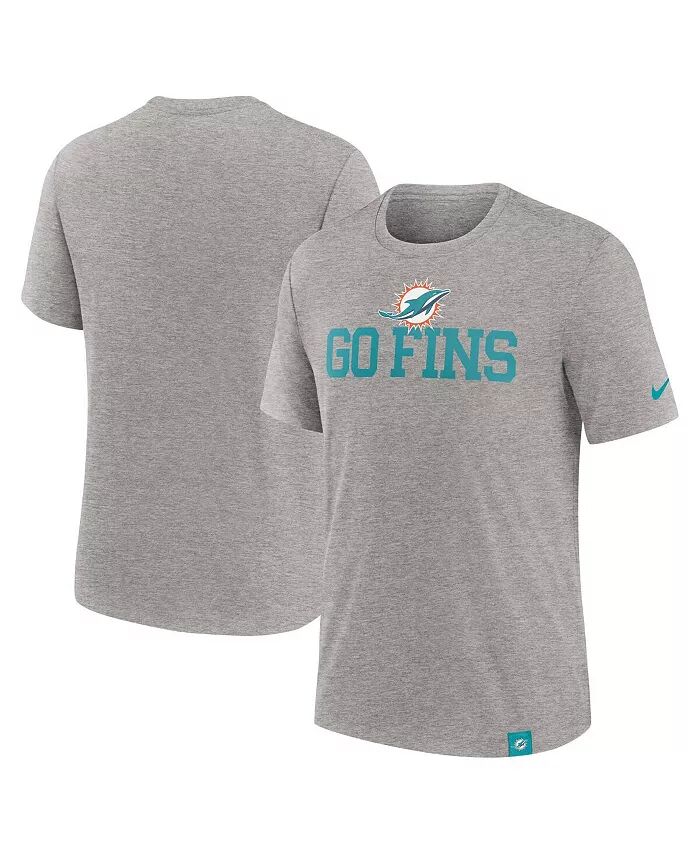 

Футболка Nike Men's Heather Gray Miami Dolphins Blitz Tri-Blend Fanatics