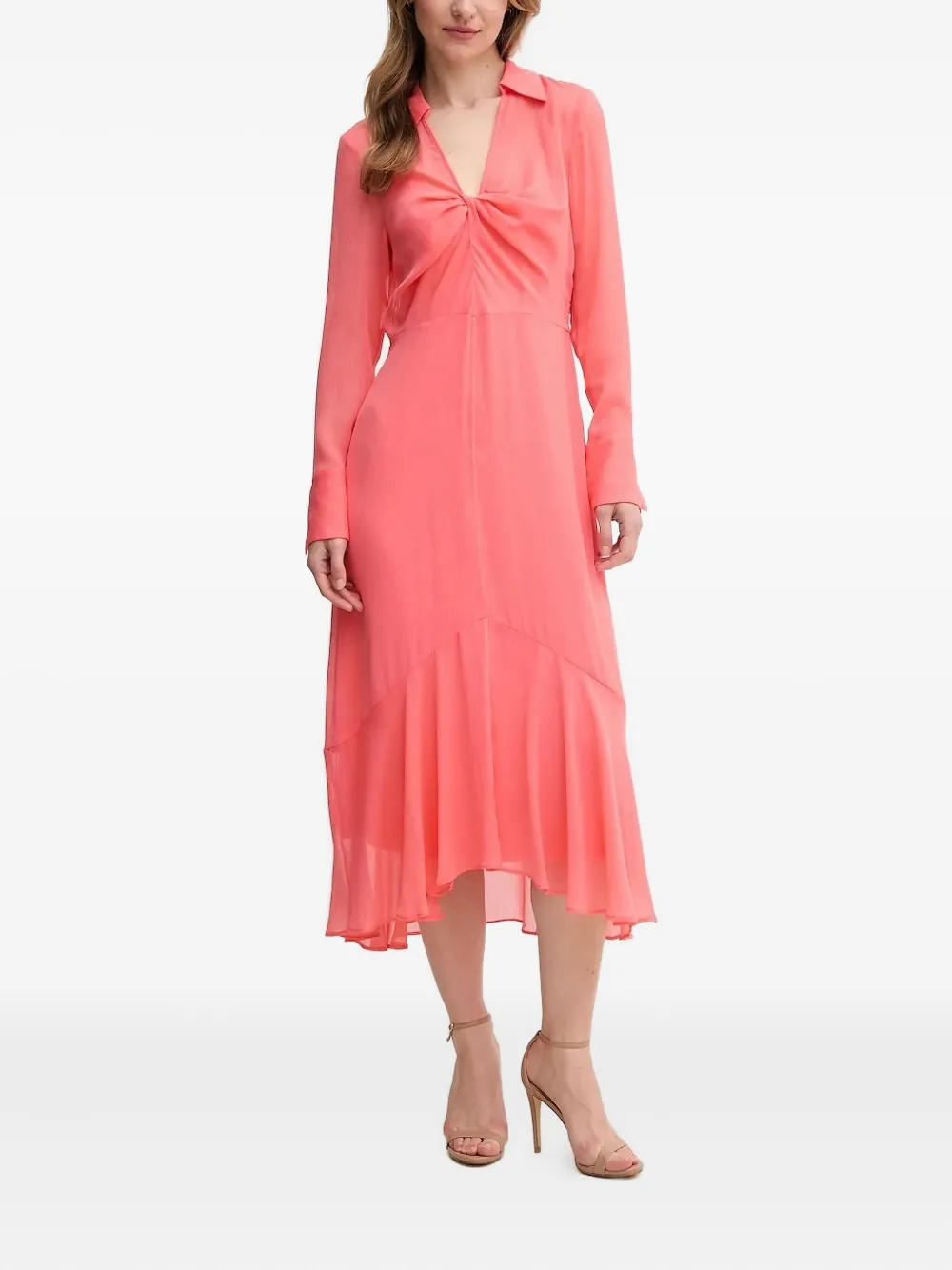 

Платье асимметричного кроя с драпировкой Dkny, розовый