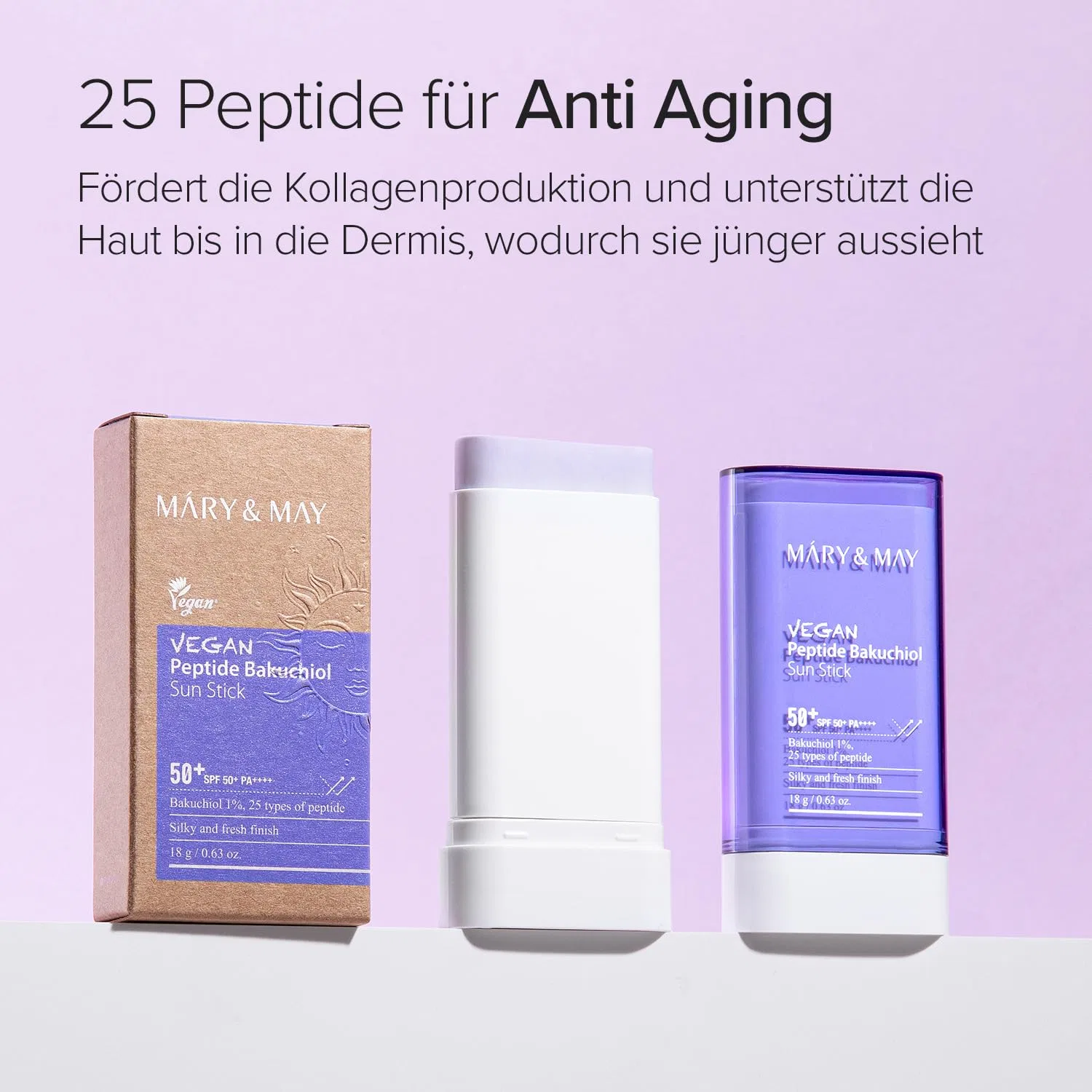 Веганский солнцезащитный стик «Vegan Peptide Bakuchiol Sun Stick» SPF50+ PA++++ от Mary&May 18 г Mary&May — фото 4