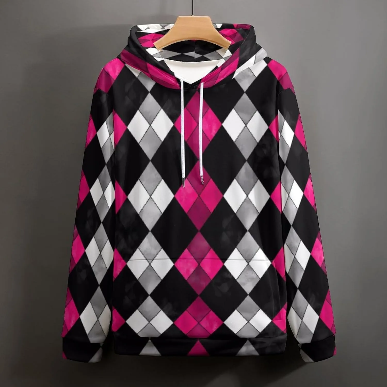 Худи Rhombus Black White для женщин и мужчин, модный пуловер, легкая толстовка с капюшоном, влагоотводящая, для активного отдыха Generic, красный — фото 4