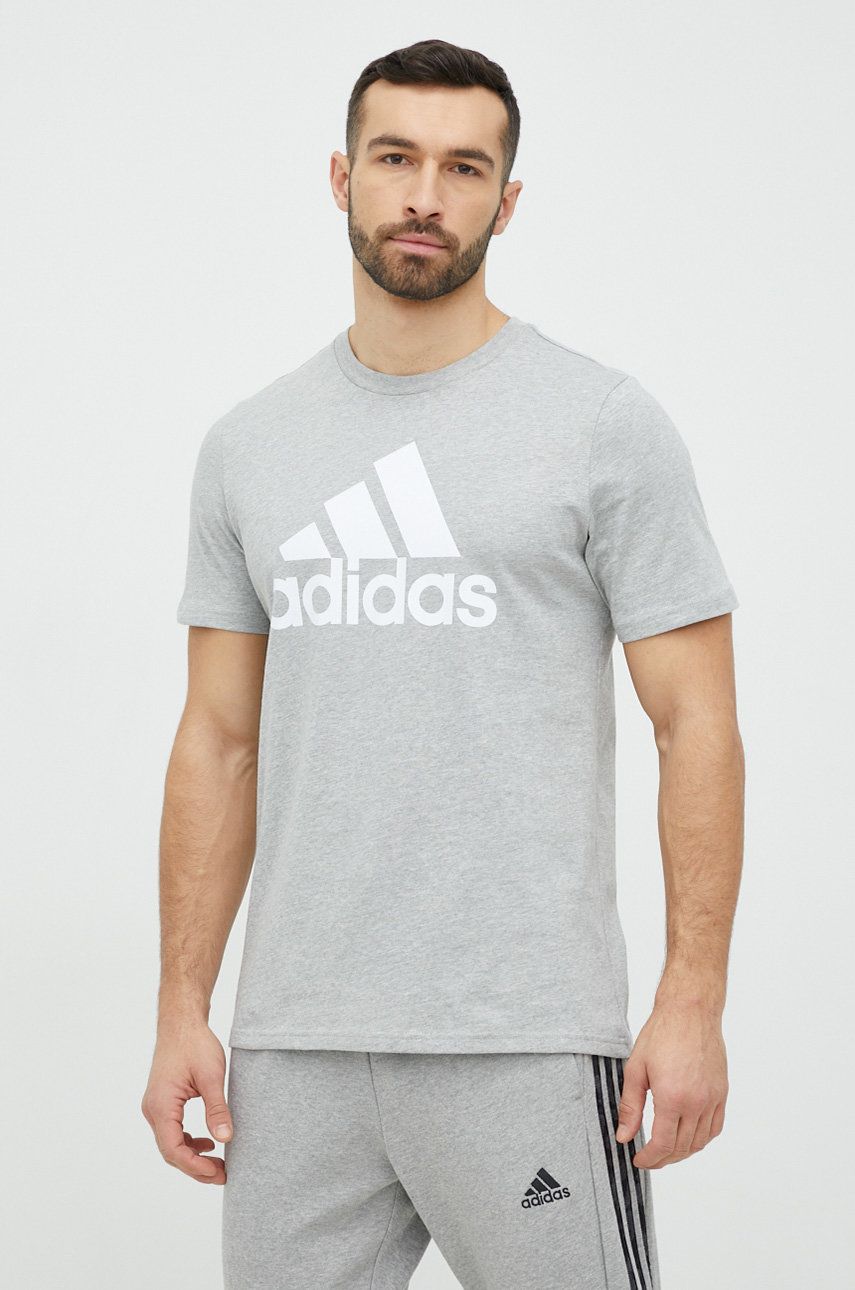 

Хлопковая футболка adidas, серый