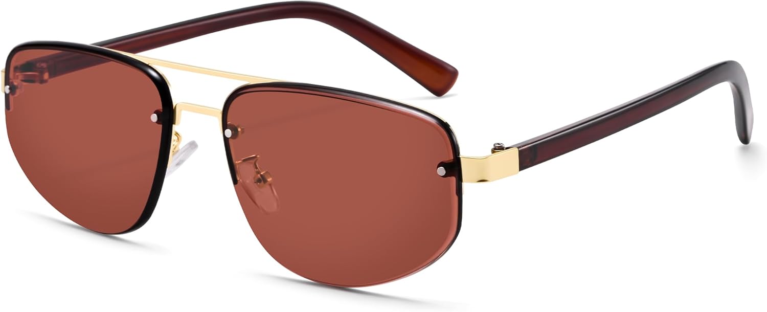 

Солнцезащитные очки Pro Acme Retro Aviator для мужчин и женщин, с двойной перемычкой, легкие металлические солнцезащитные очки в винтажном стиле для вождения, Gold/Brown