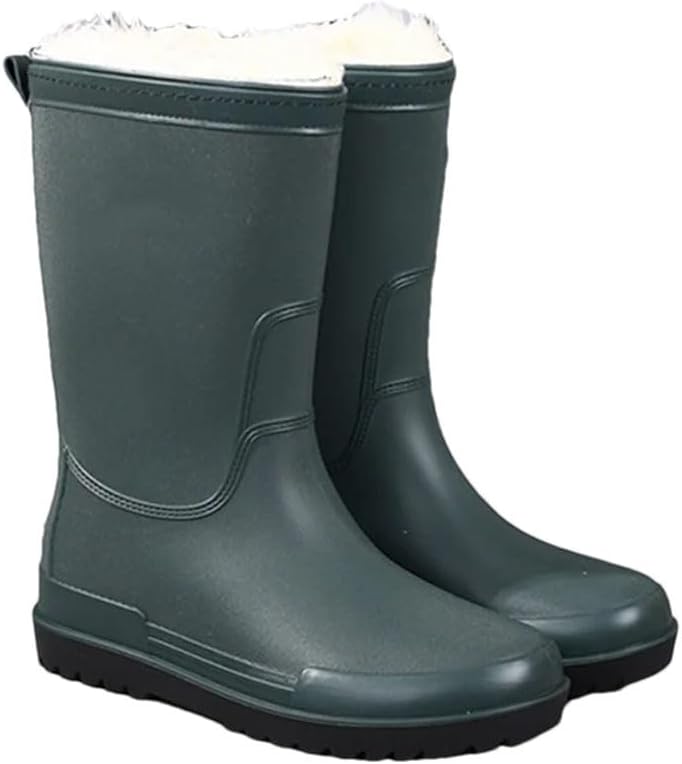 

Мужская обувь для дождя, резиновые сапоги, взрослые водонепроницаемые средние по длине ботинки, мягкая и нескользящая толстая подошва Generic, 740 En8 Fleece