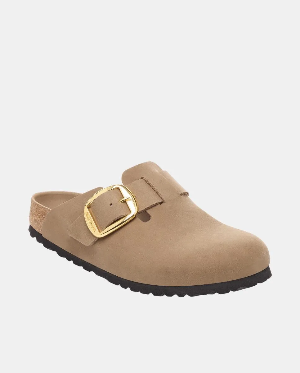 Женские сабо с большой пряжкой из кожи Birkenstock, карамельный коричневый
