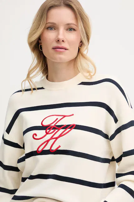 Свитер в полоску модель Tommy Hilfiger, бежевый — фото 4