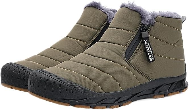 

Мужские зимние ботинки на снегоступах, водонепроницаемые, с меховой подкладкой, теплые ботильоны с застежкой-молнией, на легком носке, для улицы, удобные для ходьбы Hhhchpm, зеленый