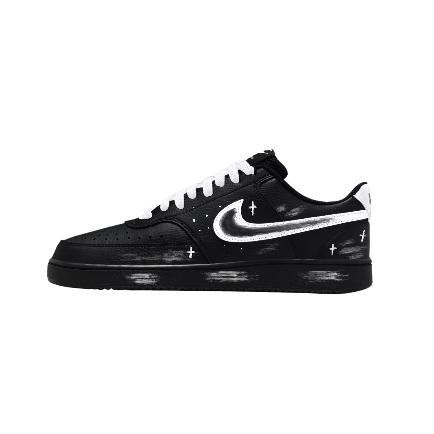 

Court Vision 1 износостойкие и легкие низкие скейтборд кроссовки unisex Nike, черный
