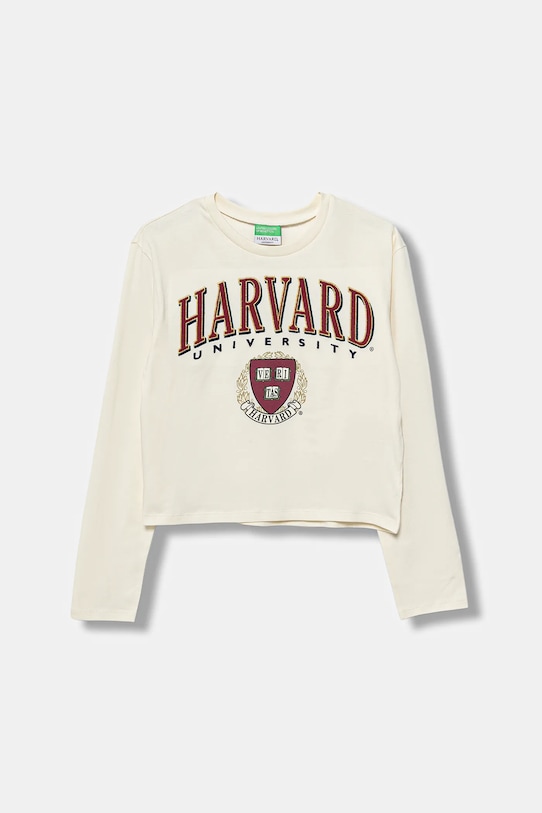 

Детская хлопковая кофта с длинным рукавом United Colors Of Benetton, бежевый