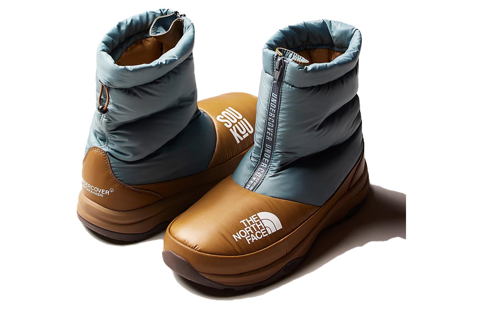 Женские зимние ботинки THE NORTH FACE X Undercover стеганые на кулиске, коричнево-голубой — фото 4