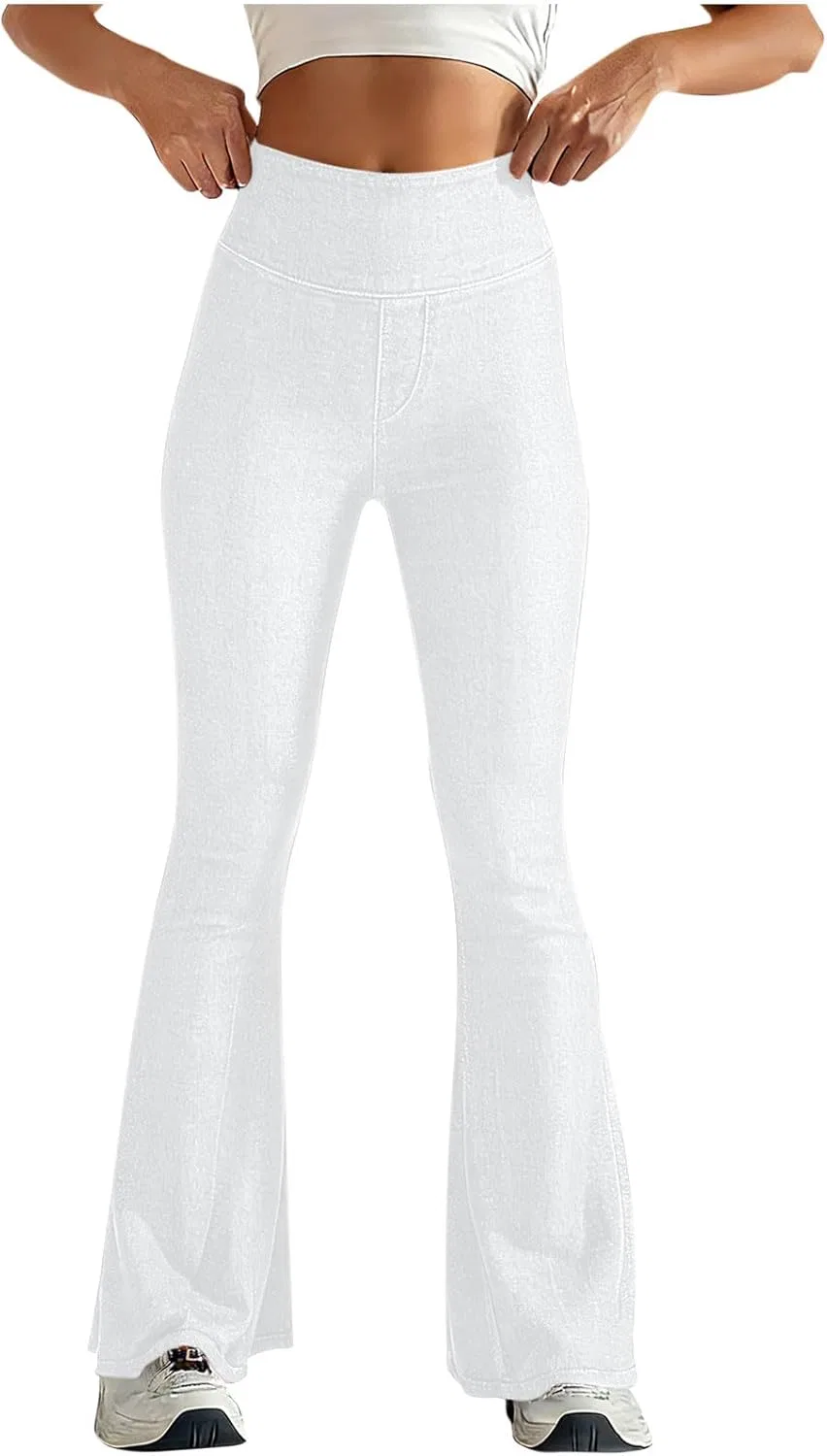 Активные штаны, джинсы клеш, White