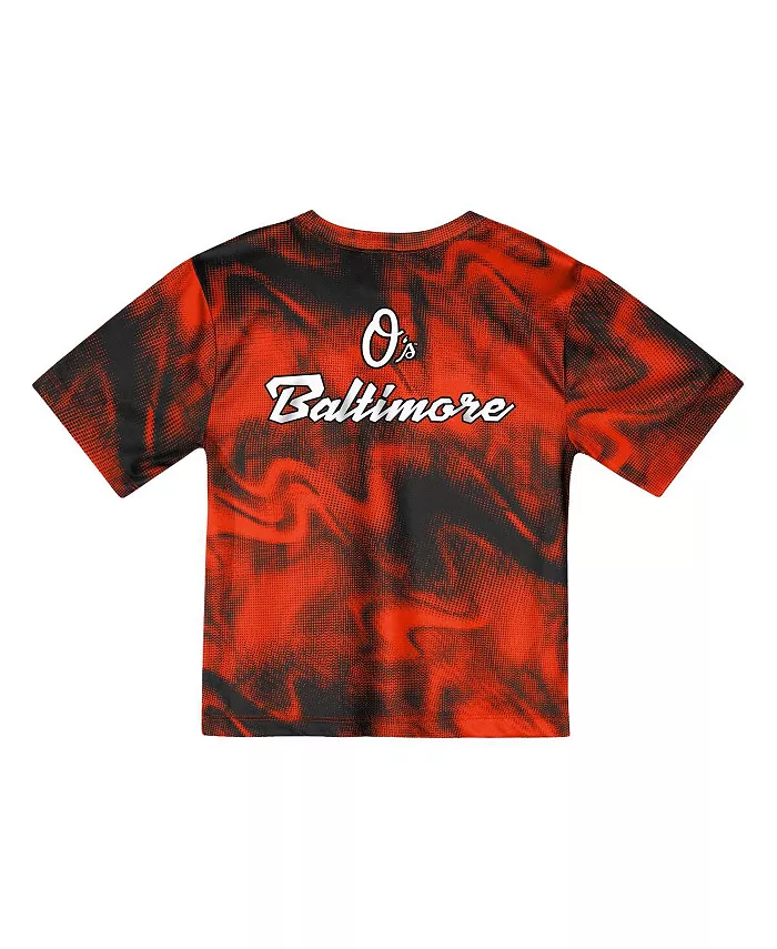 Детский комплект футболки и шорт Baltimore Orioles Pinch Hitter Infielder в оранжево-черной расцветке Outerstuff — фото 3