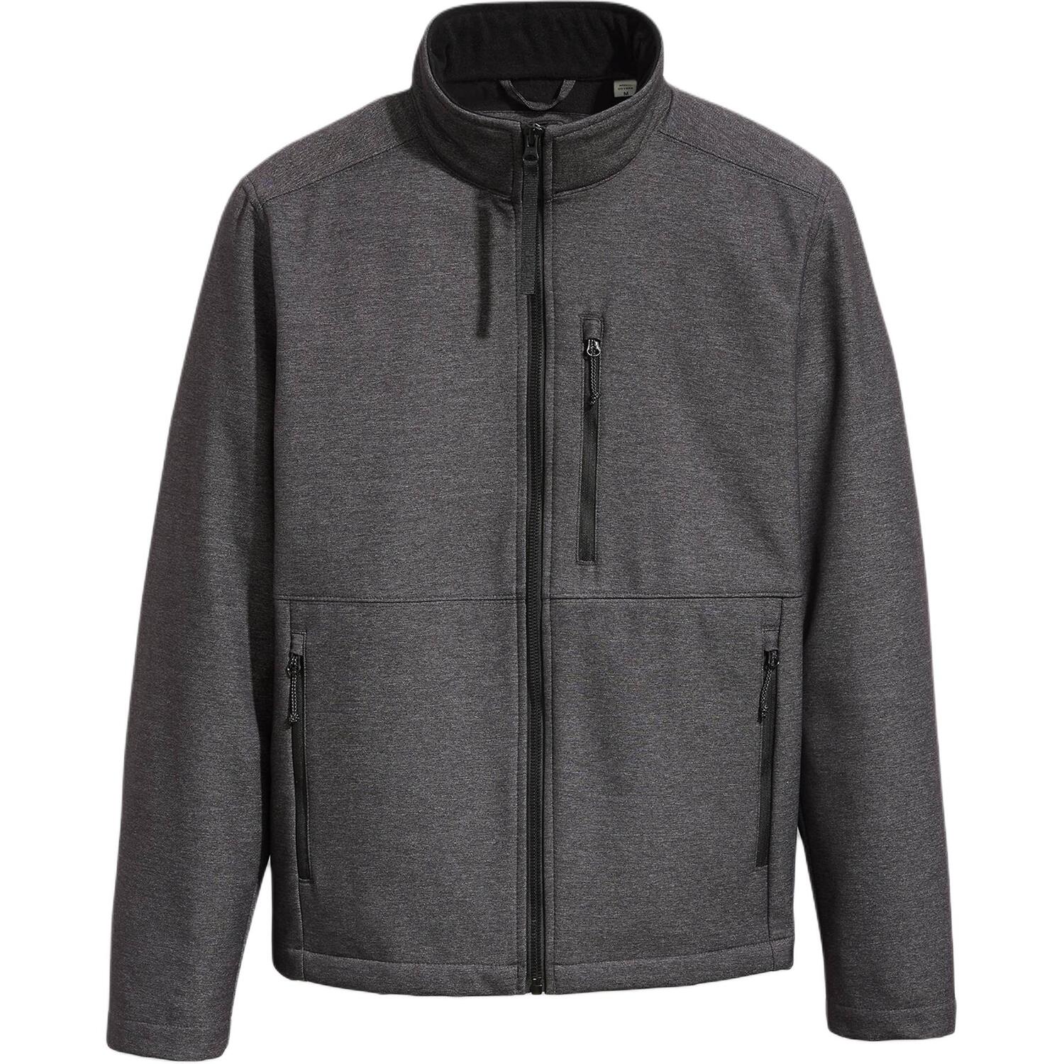 

Levis Мужская куртка серого цвета с воротником-стойкой, флисовой подкладкой и мягкой верхней тканью