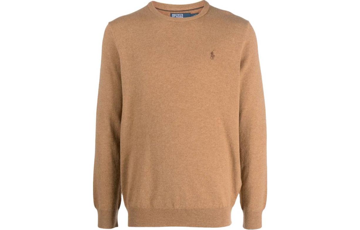 

Поло пони с вышивкой шерстяной джемпер Polo Ralph Lauren, коричневый