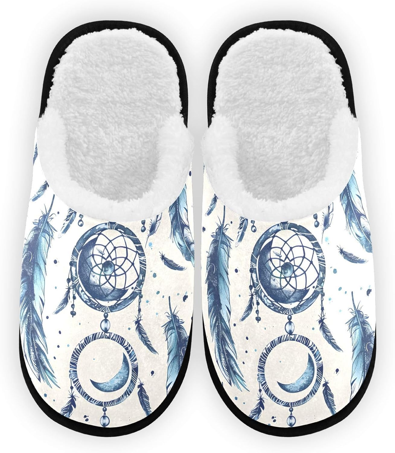 

Тапочки FENOCHE Dreamcatcher Moon Boho плюшевые для женщин и мужчин, теплые и удобные, для путешествий, спа, с нескользящей подошвой, Multicolor
