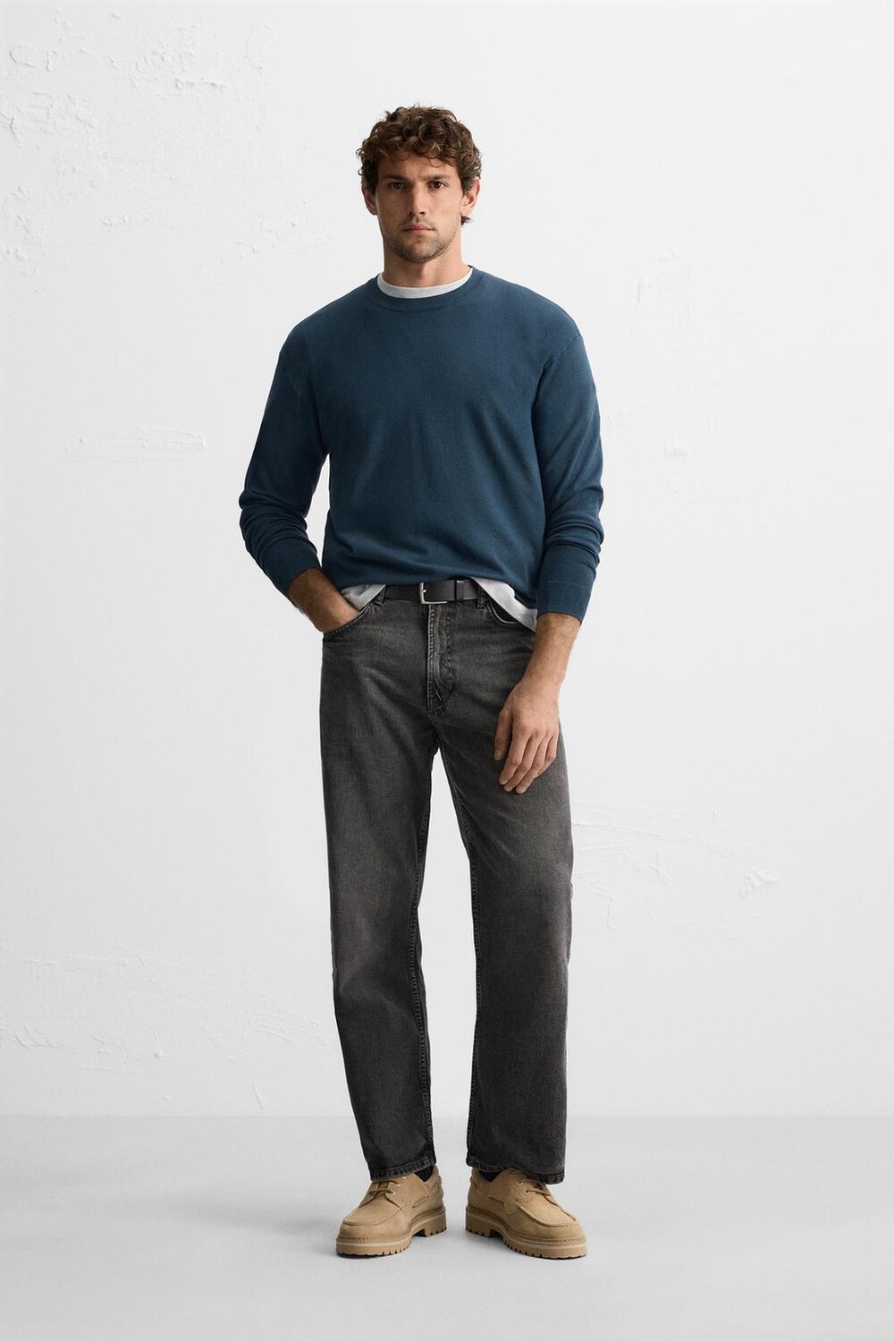 

Свитер из вискозной смеси ZARA, синий/стальной