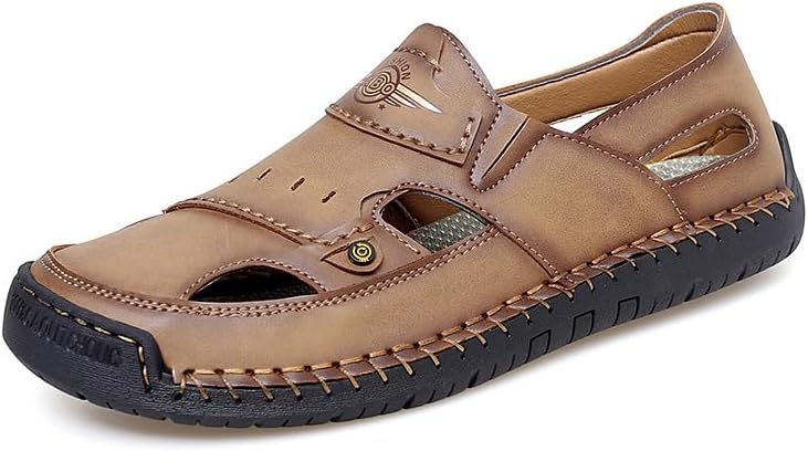 

Мужские кожаные сандалии Asifn Легкие Комфортные Обувь-рыбак Летние Для улицы и пляжа Для походов и повседневного спорта, коричневый