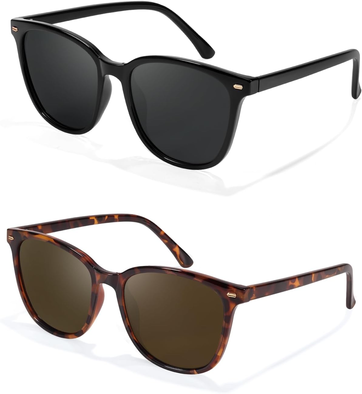 

Поляризованные солнцезащитные очки Myiaur для женщин, модные квадратные очки с защитой от УФ-излучения UV400 для повседневного использования (2 шт.), A01 Black+tortoises