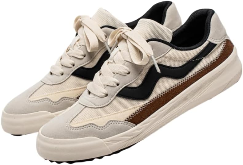 

Мужские стильные низкие кеды для скейтбординга - разноцветный дизайн, противоскользящая резиновая подошва, дышащий верх и подкладка из сетки, шнуровка, повседневный стиль, подходят для ежедневной носки Hoalox