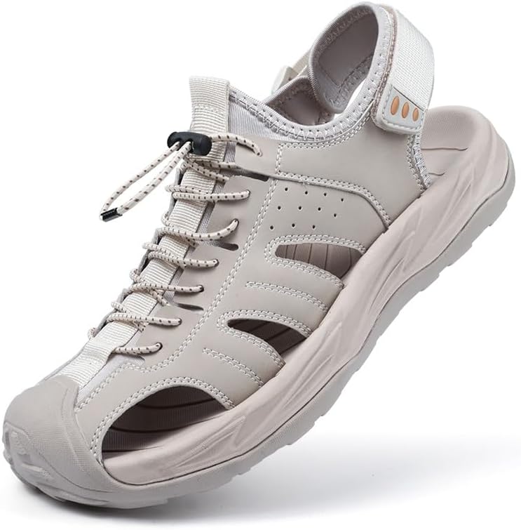 

Мужские сандалии с закрытым носком, пляжная обувь для воды, водонепроницаемые кожаные сандалии для рыбалки, спорта и походов Tsuukuie, Sand