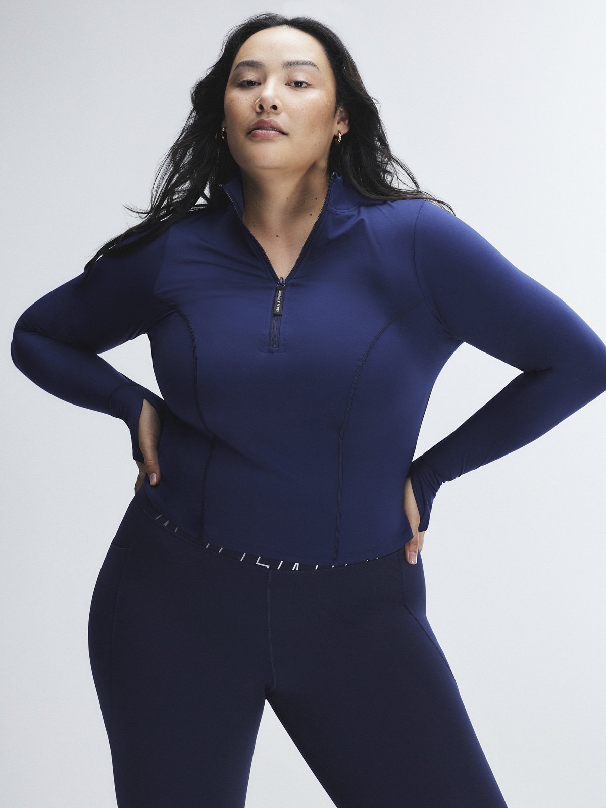 

Топ с длинными рукавами Savage X Fenty Band-It Half-Zip, цвет Blue As It Gets