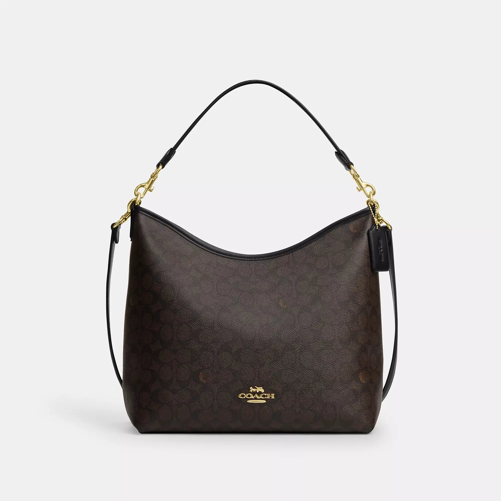 

Большая сумка через плечо Coach Outlet Laurel из фирменной ткани, цвет gold/walnut/black, Черный, Большая сумка через плечо Coach Outlet Laurel из фирменной ткани, цвет gold/walnut/black