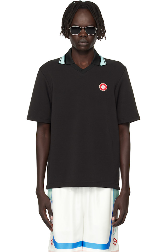 

Поло с коротким рукавом и двойным V-образным вырезом Casablanca, черный