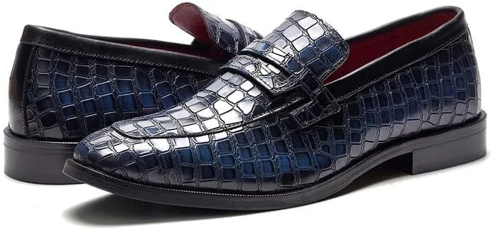 Лоферы Carlos Santana Nocturne Navy Croco Print — фото 3