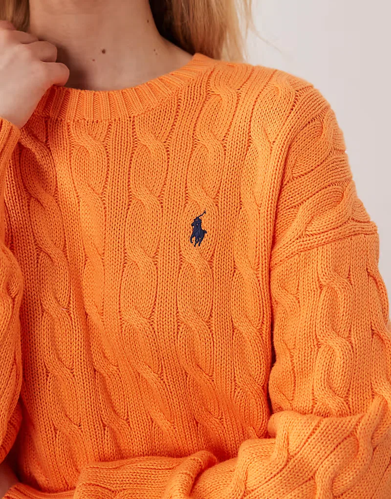Хлопковый джемпер Polo Ralph Lauren крупной вязки, фиолетовый — фото 3