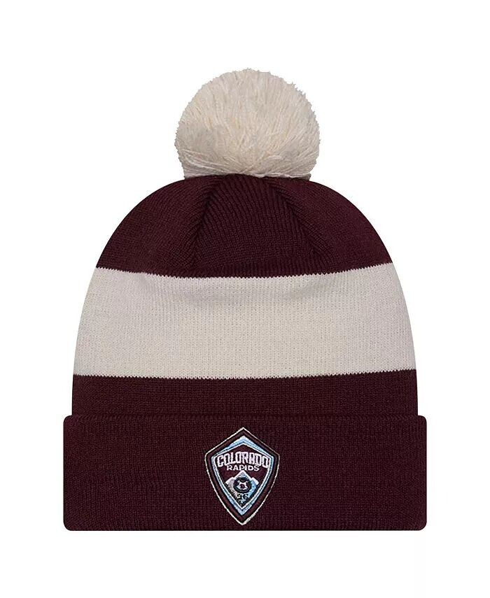 

Мужская бордовая вязаная шапка Colorado Rapids 2024 Kick Off Collection с манжетами и помпоном New Era, красный