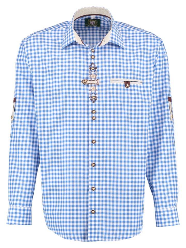 

Традиционная рубашка Trufu средне-синего цвета OS-Trachten