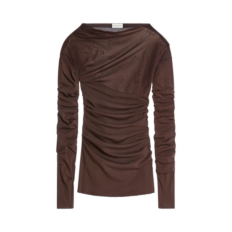 

Футболка Dries Van Noten Sheer Draped T-Shirt 'Brown', коричневый