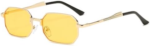 

Узкие солнцезащитные очки 2026 года, модные прямоугольные, для женщин и мужчин, металлические, для вождения, классические очки с защитой от УФ-излучения UV400 MTZJH, Gold Yellow