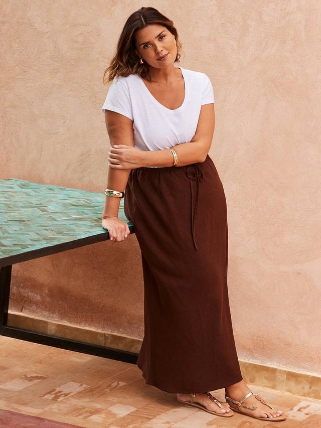 

Юбка Curve из смесового льна Live Unlimited, Brown