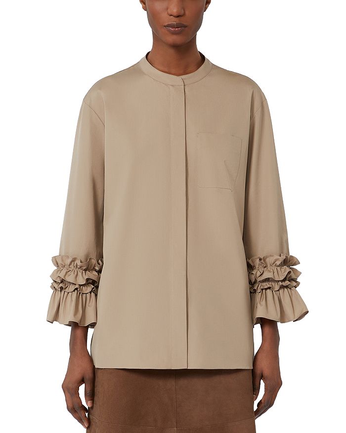 

Топ Favola с оборками на манжетах Max Mara, коричневый