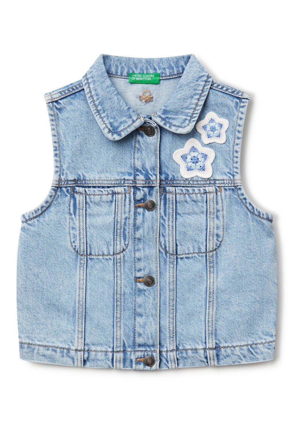 

Топ без рукавов WITH FLOWER PATCH United Colors of Benetton, синий