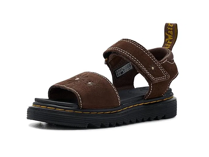 Сандалии с цветочным декором Marlowe Flower J Dr. Martens Kid's Collection, Dark Brown — фото 2