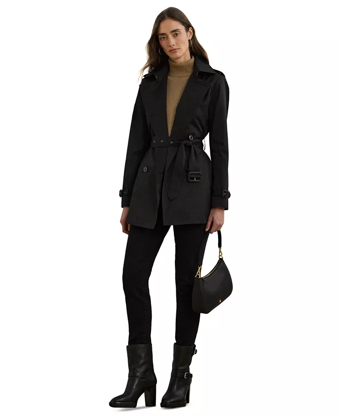 

Женское короткое двубортное тренчкот с поясом Lauren Ralph Lauren, черный