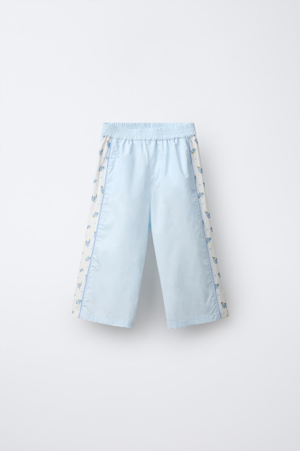 

Технические брюки с цветочным принтом ZARA, светло-синий